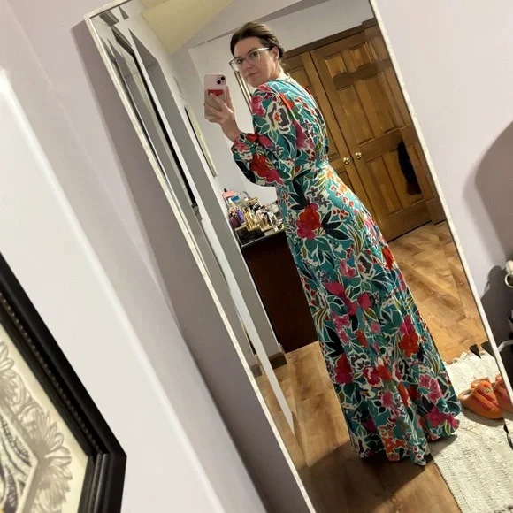 Floral Maxi Dress Long Sleeves size M - Picture 8 of 9